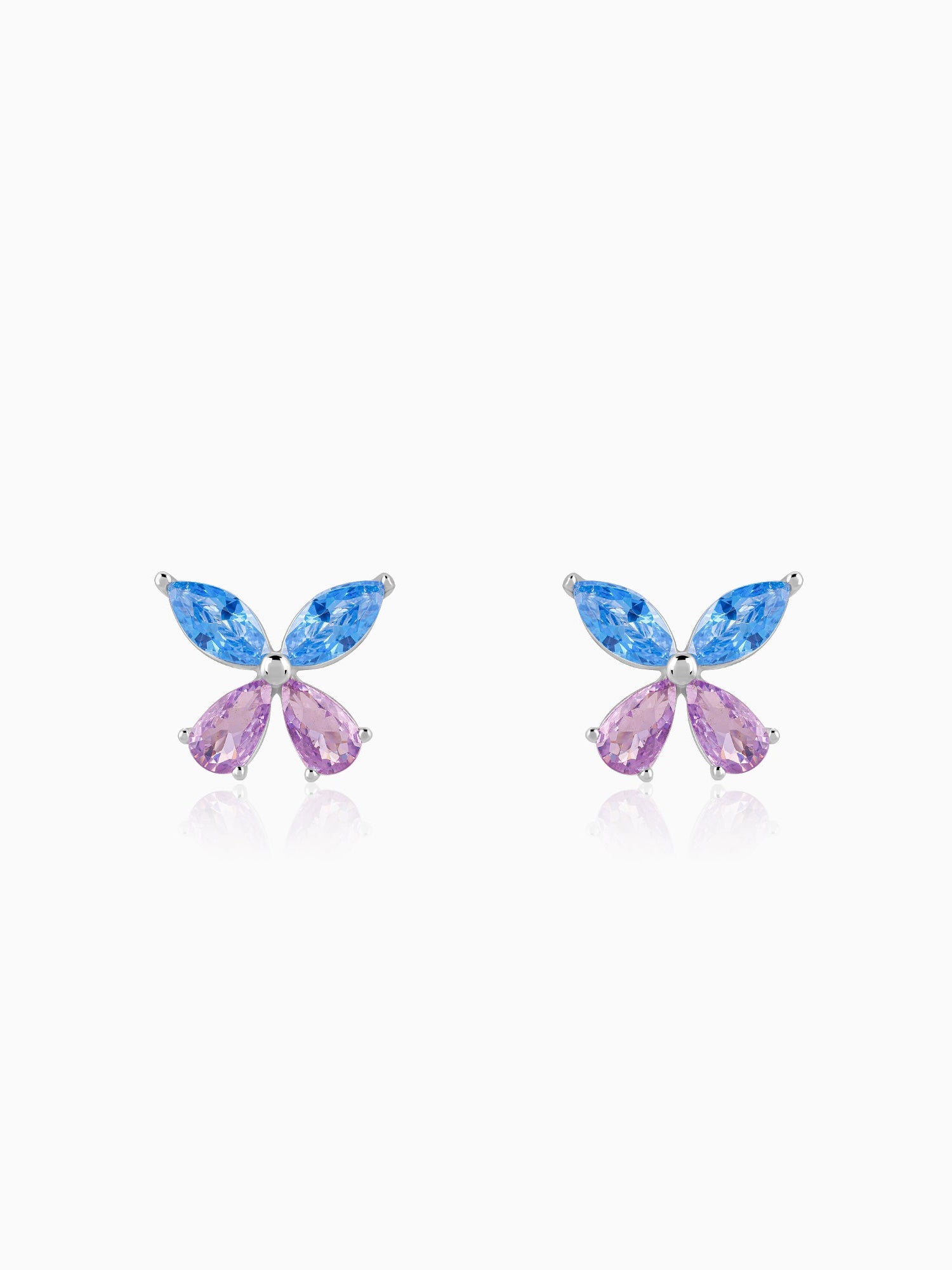 Silver Blue Butterfly Studs