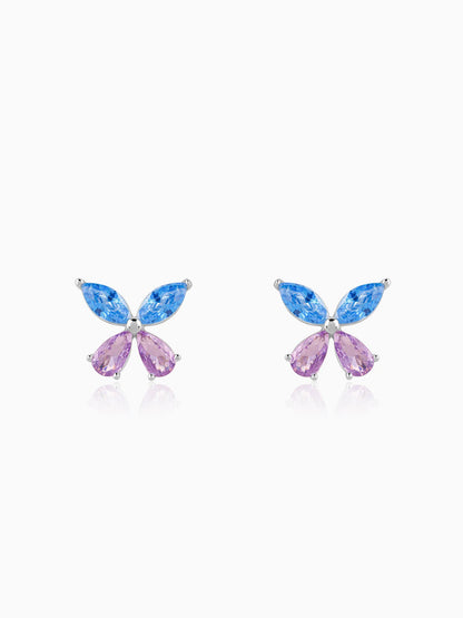 Silver Blue Butterfly Studs