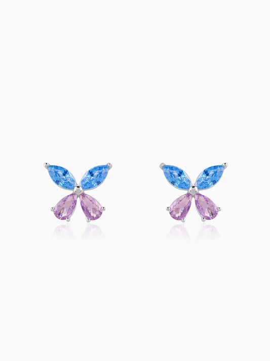 Silver Blue Butterfly Studs
