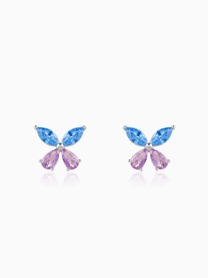 Silver Blue Butterfly Studs