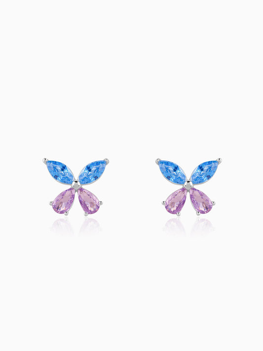 Silver Blue Butterfly Studs