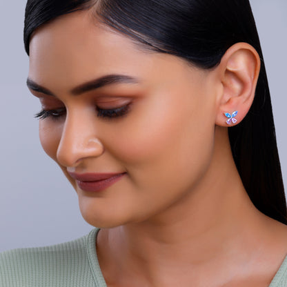 Silver Blue Butterfly Studs