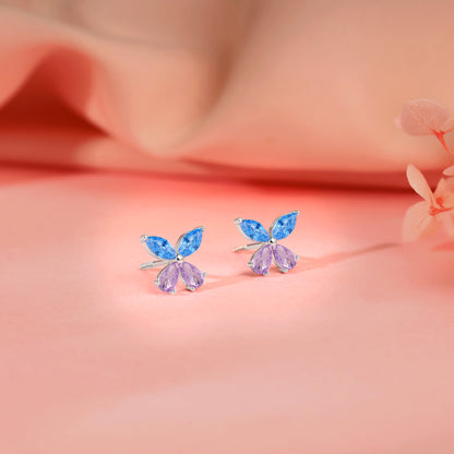 Silver Blue Butterfly Studs