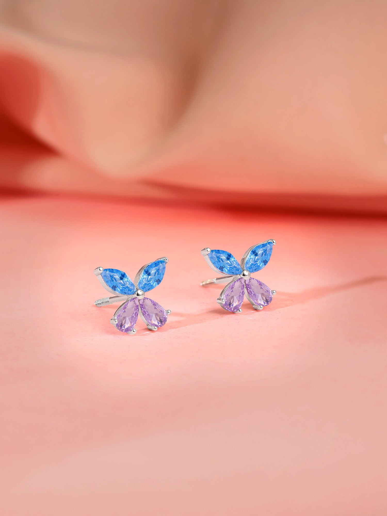 Silver Blue Butterfly Studs