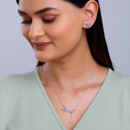 Silver Blue Butterfly Set