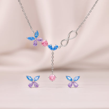 Silver Blue Butterfly Set