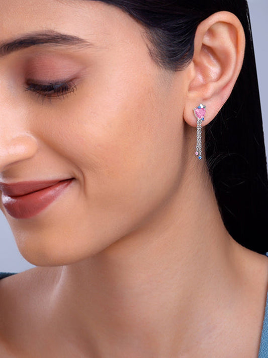 Silver Hearts Dangler Earrings