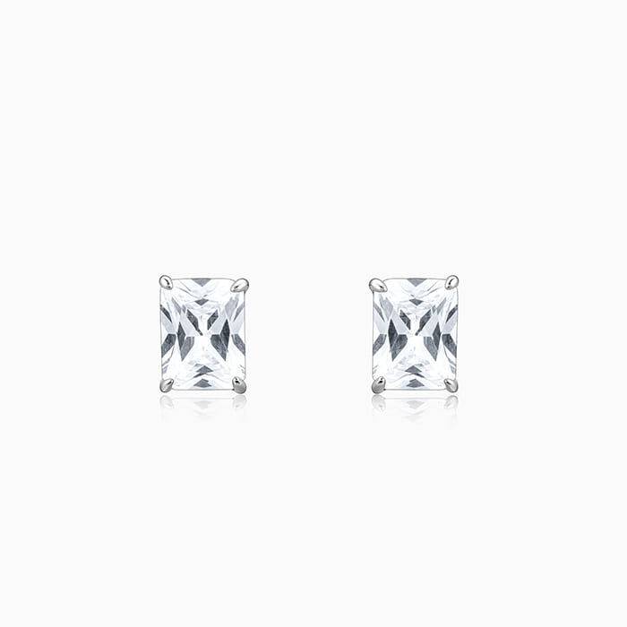 Silver Baguette Zircon Studs - Image 1