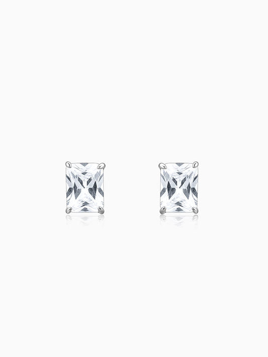 Silver Baguette Zircon Studs