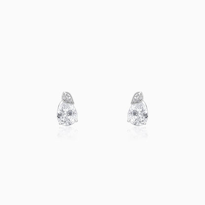 Silver Leafy Teardrop Earrings