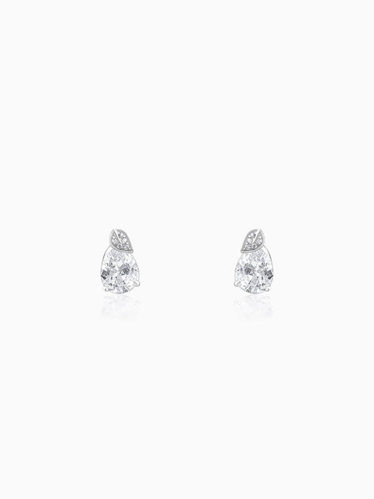 Silver Leafy Teardrop Earrings