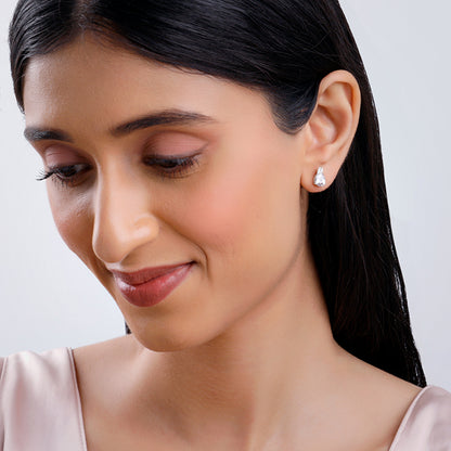 Silver Leafy Teardrop Earrings