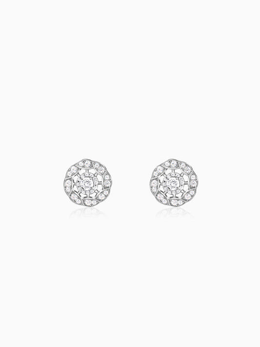 Silver Dahlia Bloom Earrings