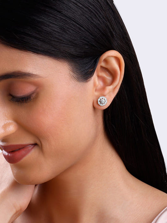 Silver Dahlia Bloom Earrings
