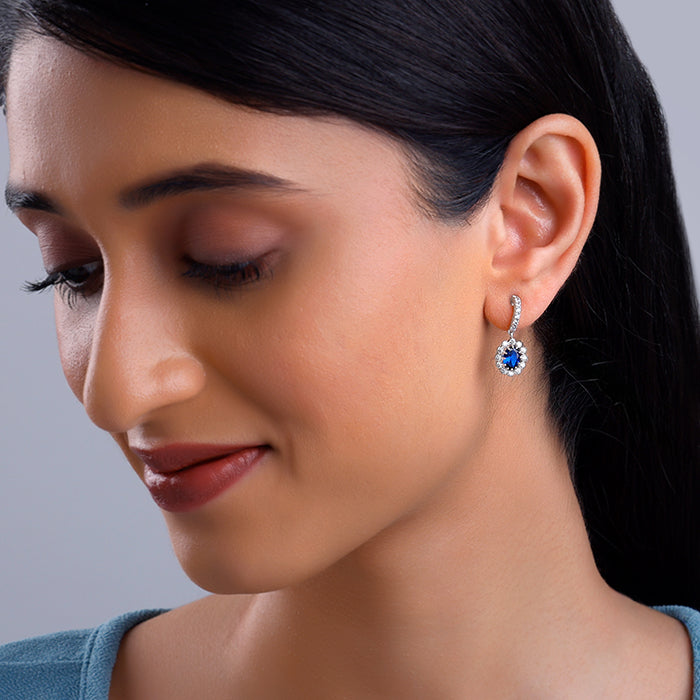 Silver Azure Floral Earrings - view 3