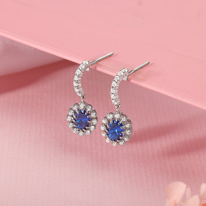 Silver Azure Floral Earrings - view 2