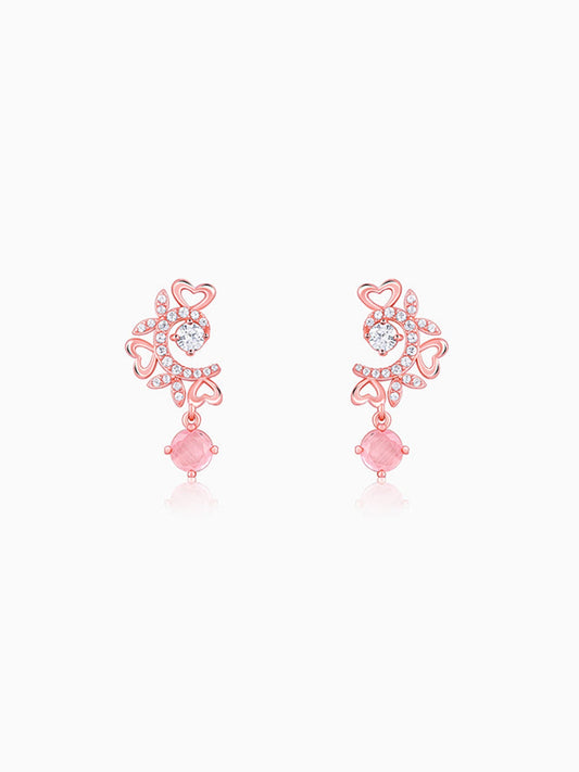 Rose Gold Floret Elegance Drop Earrings