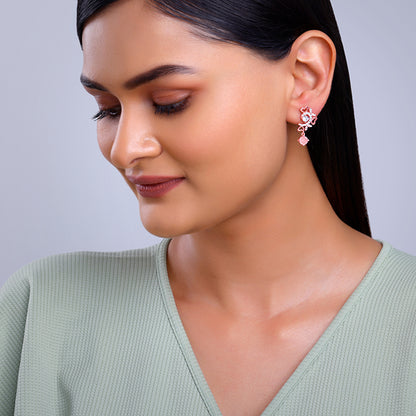 Rose Gold Floret Elegance Drop Earrings