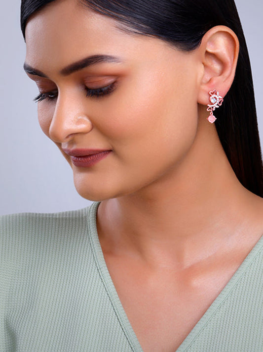 Rose Gold Floret Elegance Drop Earrings