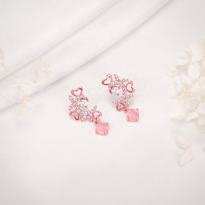 Rose Gold Floret Elegance Drop Earrings