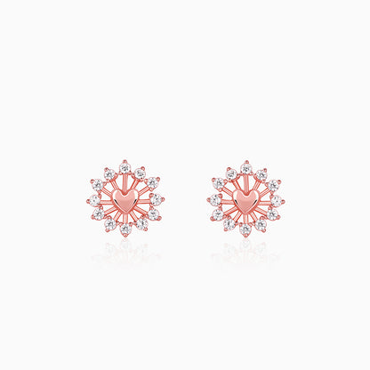 Rose Gold Floral Grace Heart Studs