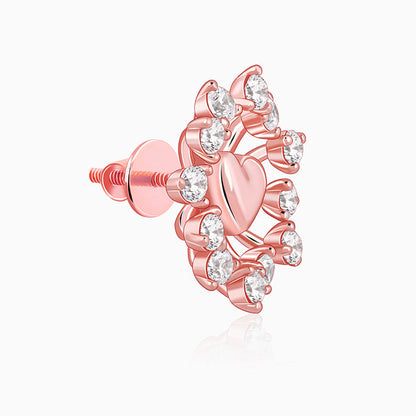 Rose Gold Floral Grace Heart Studs