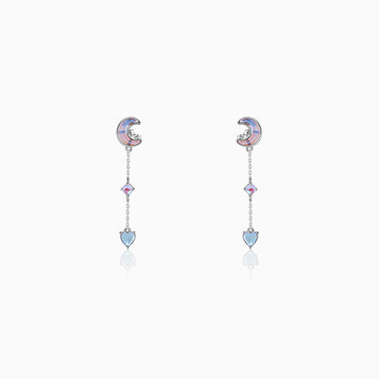 Silver Lunar Love Moonstone Drop Earrings