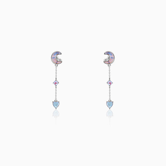 Silver Lunar Love Moonstone Drop Earrings