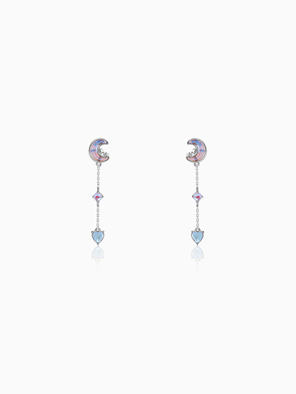 Silver Lunar Love Moonstone Drop Earrings