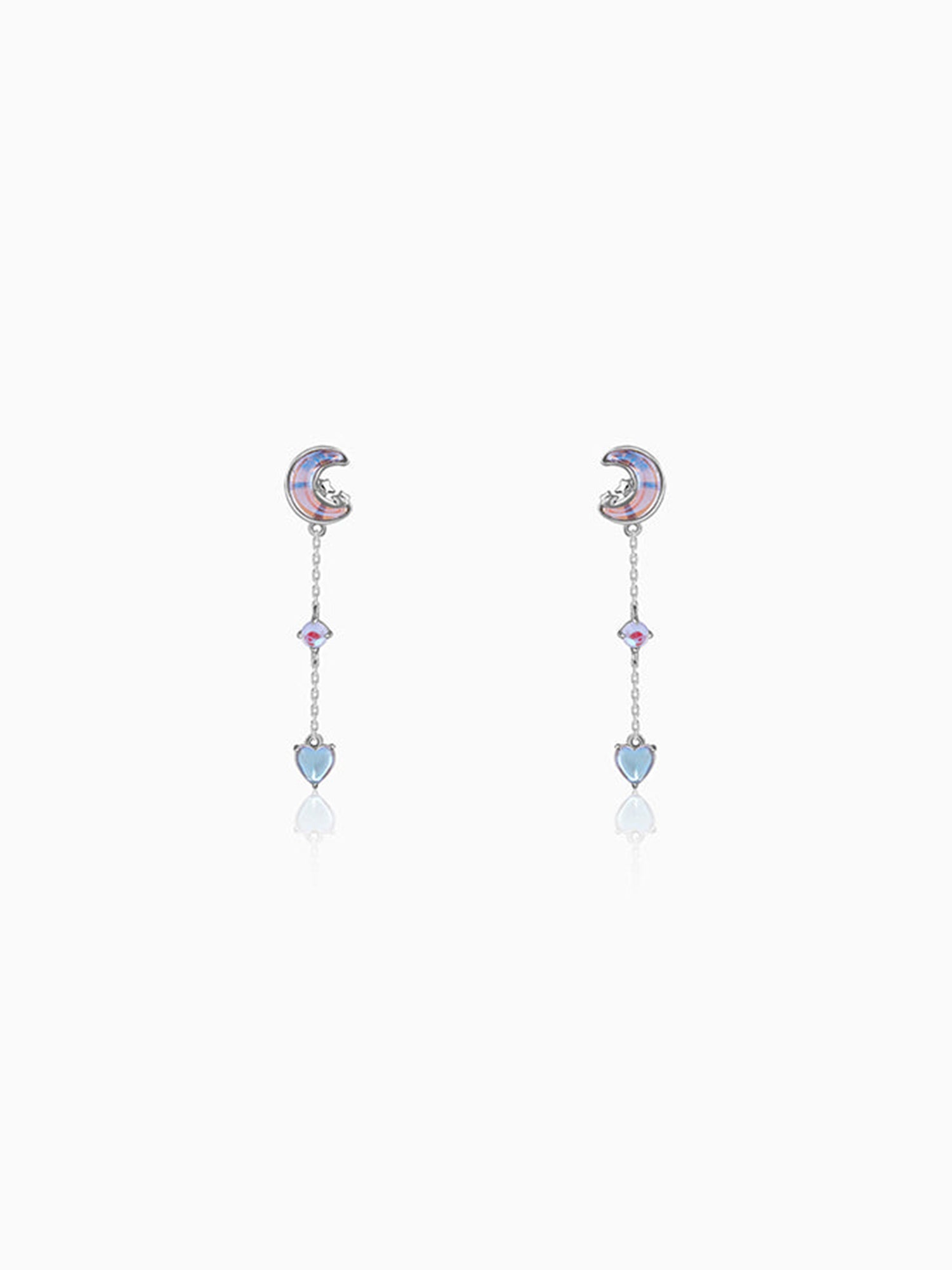 Silver Lunar Love Moonstone Drop Earrings