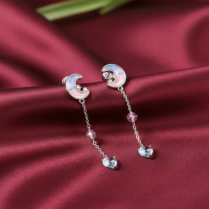 Silver Lunar Love Moonstone Drop Earrings