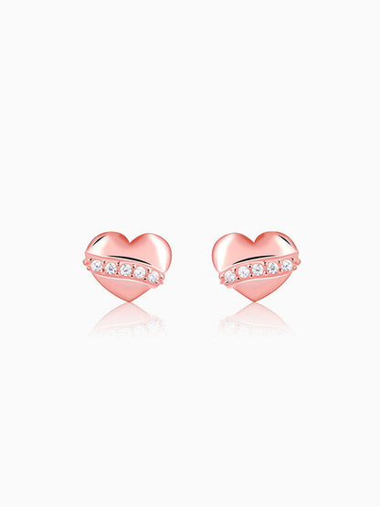 Rose Gold Locket Love Stud Earrings