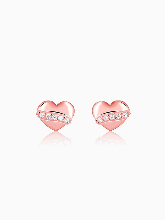 Rose Gold Locket Love Stud Earrings
