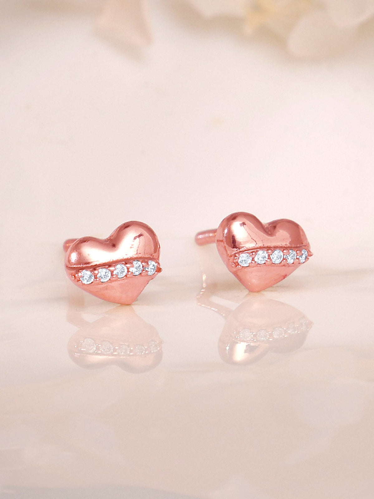 Rose Gold Locket Love Stud Earrings