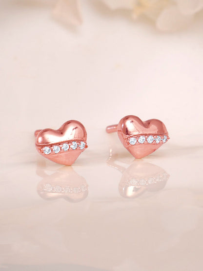 Rose Gold Locket Love Stud Earrings