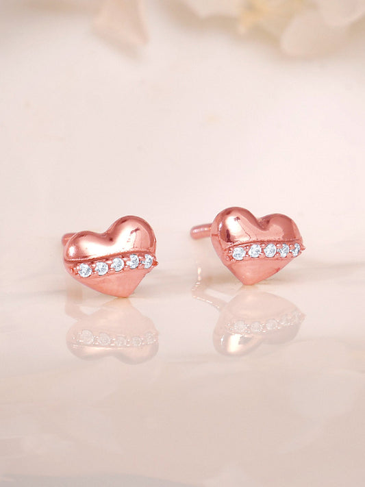 Rose Gold Locket Love Stud Earrings