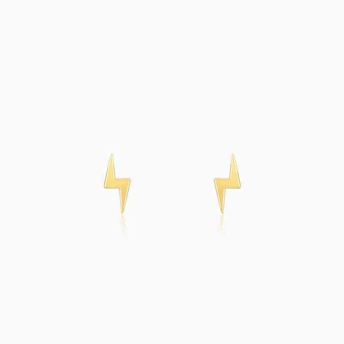 Golden Lightning Bolt Stud Earrings