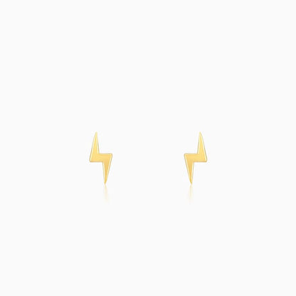 Golden Lightning Bolt Stud Earrings