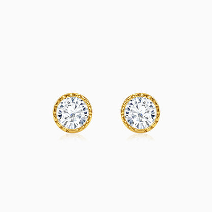 Golden Bezel Zircon Studs