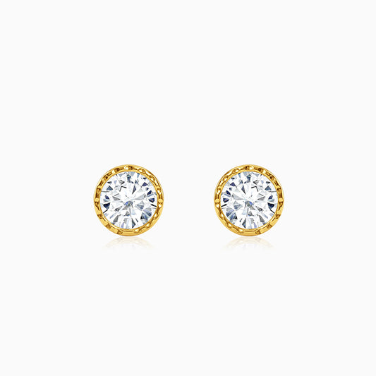 Golden Bezel Zircon Studs