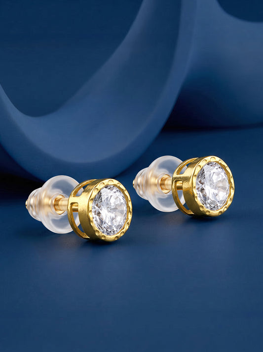 Golden Bezel Zircon Studs