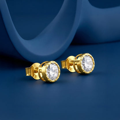 Golden Bezel Zircon Studs