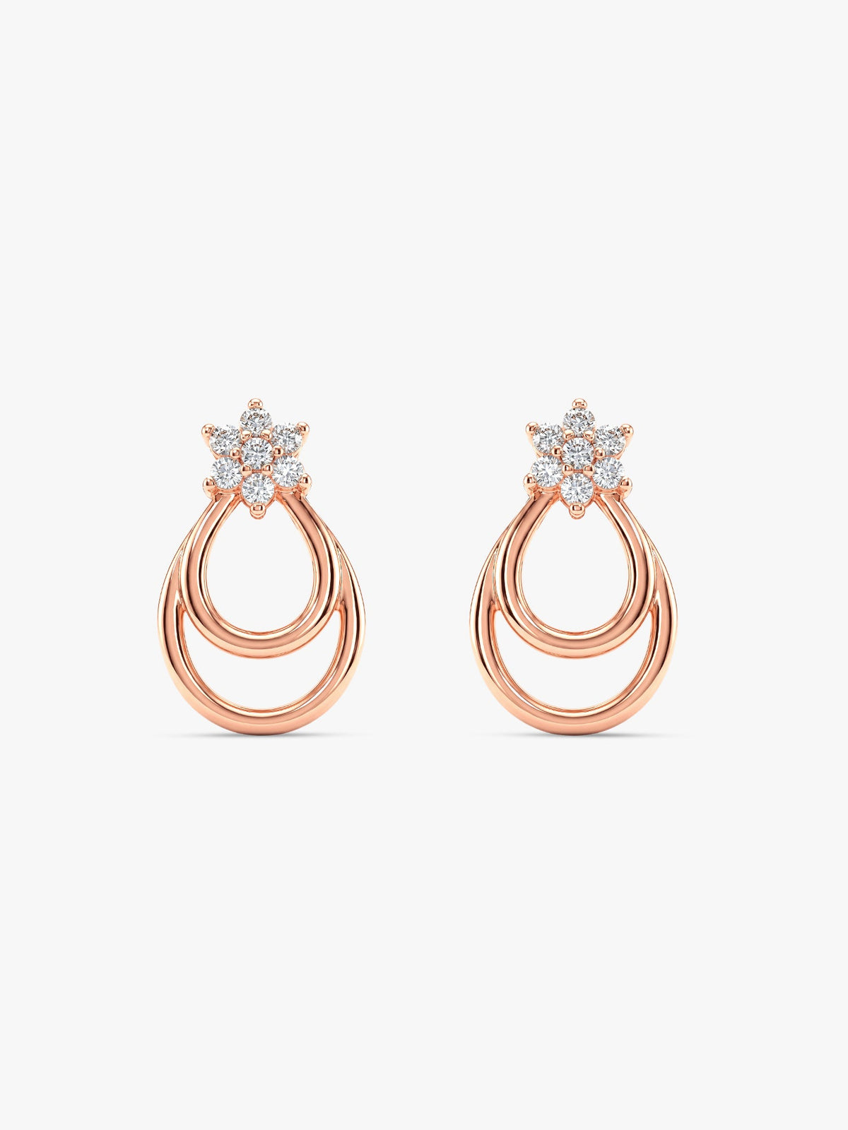 Rose Gold Cuphea Floral Earrings