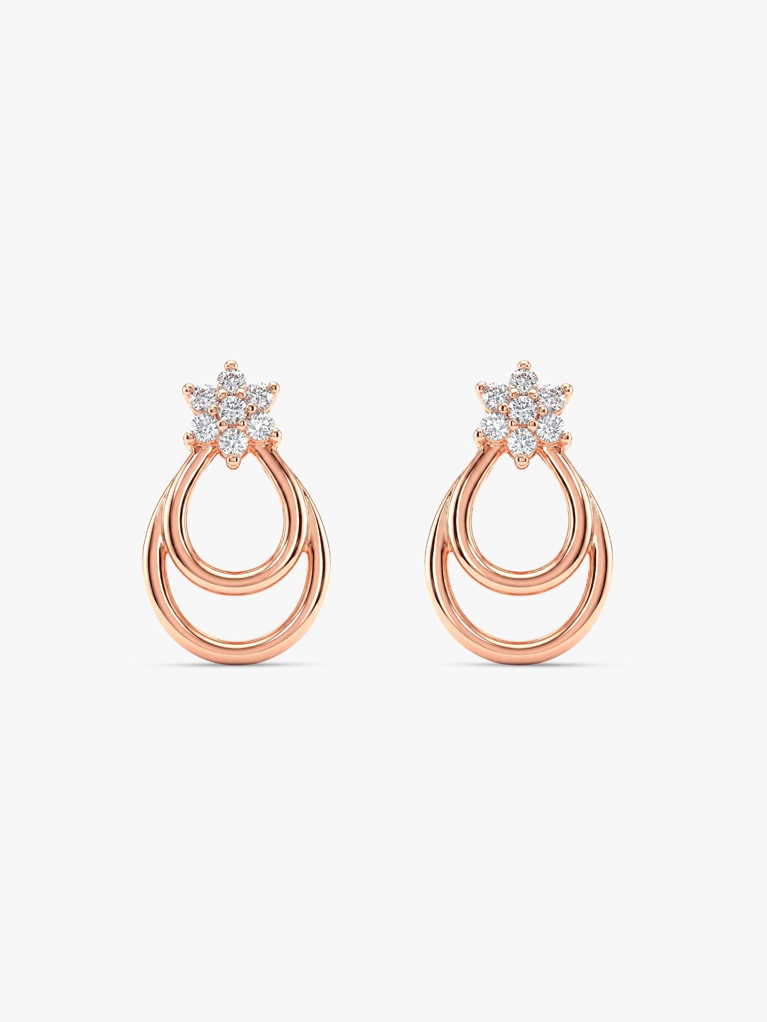 Rose Gold Cuphea Floral Earrings