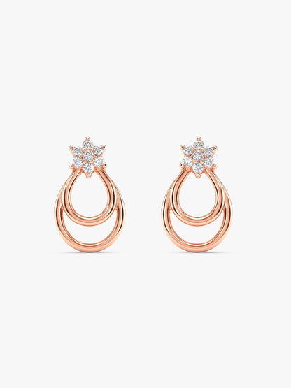 Rose Gold Cuphea Floral Earrings