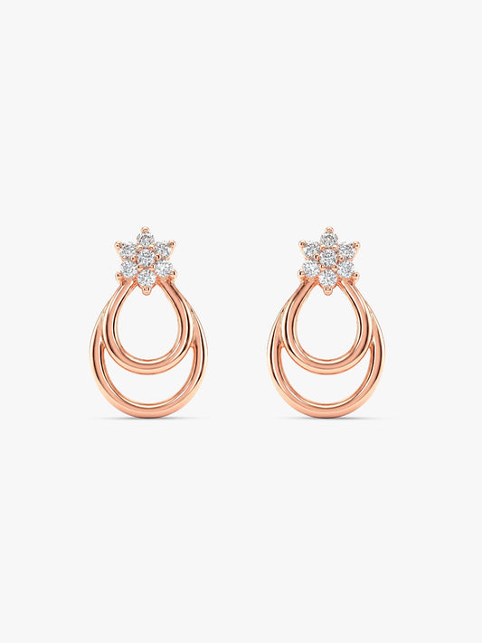 Rose Gold Cuphea Floral Earrings