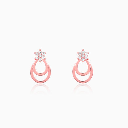 Rose Gold Cuphea Floral Earrings