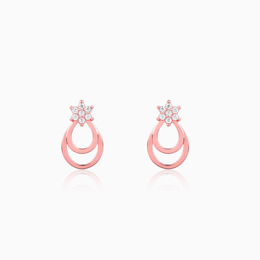 Rose Gold Cuphea Floral Earrings