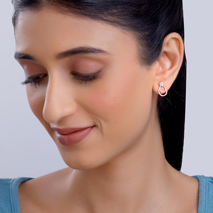 Rose Gold Cuphea Floral Earrings