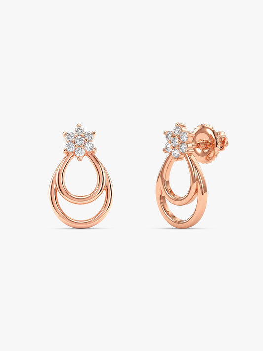 Rose Gold Cuphea Floral Earrings